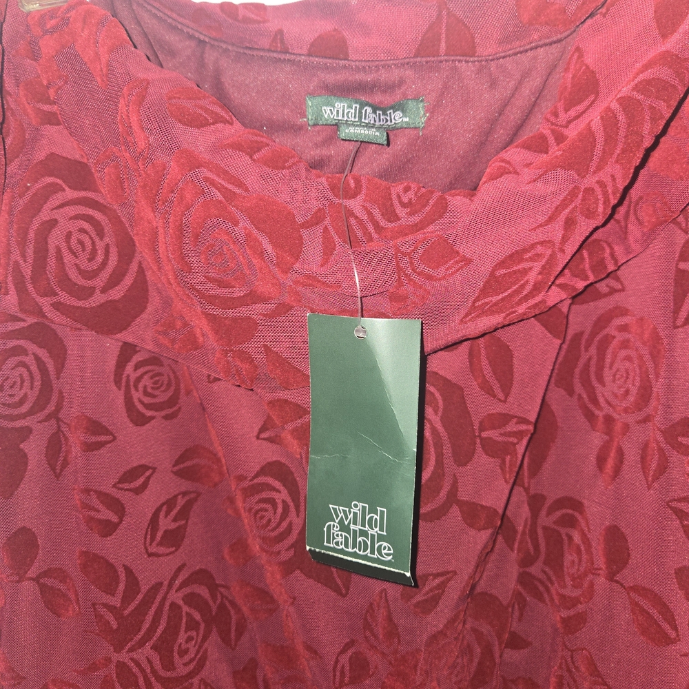 wild fable Rose Burnout Red Dress - Picture 2 of 6